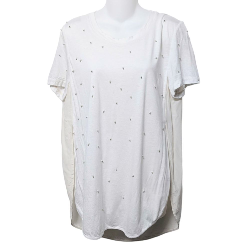 3.1 PHILLIP LIM Pearl Rhinestone Embellished Silk Shirt 8 - Picture 7 of 7